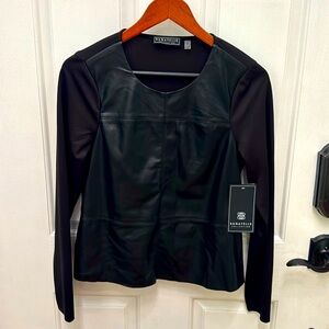 Bagatelle Black Faux Leather Blouse